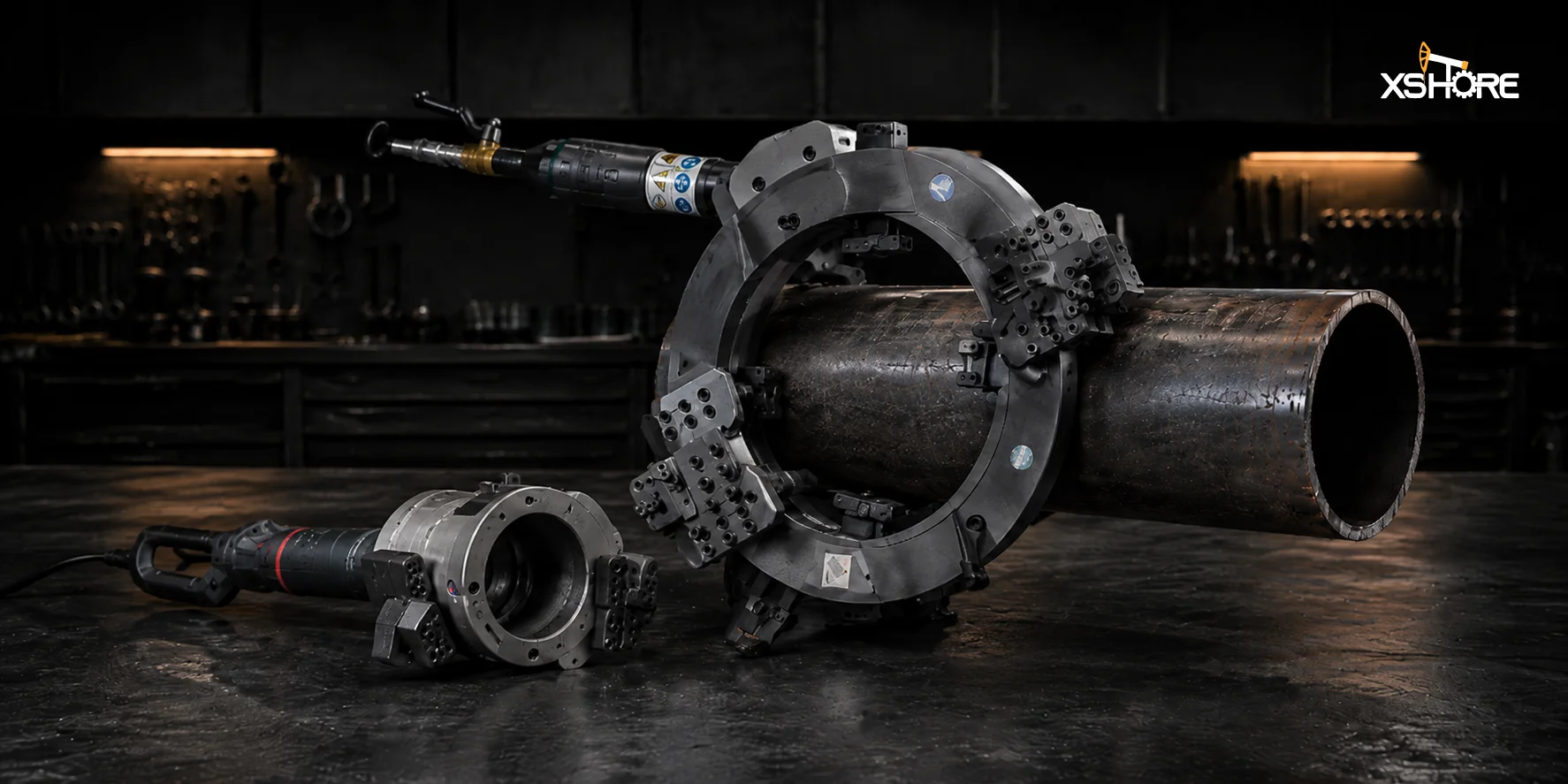 Cold cutting pipe saw rental equipment for spark free pipe cutting